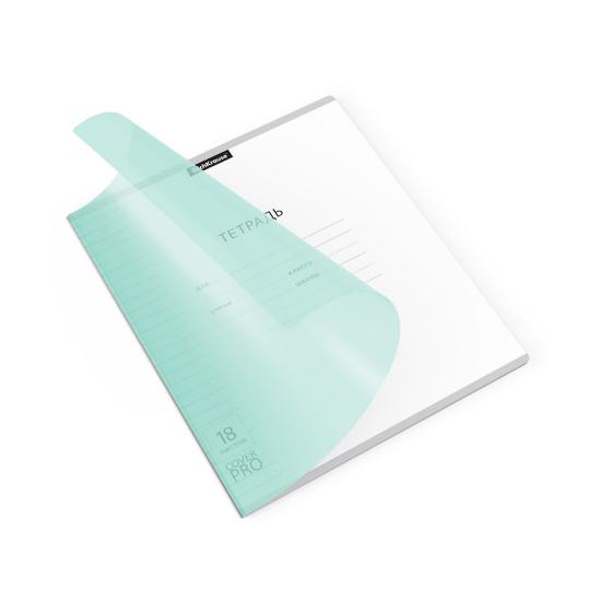Тетрадь ШУ с пласт. обложкой на скобе ErichKrause Классика CoverPrо Pastel, мятный, А5+, 18 л 56365
