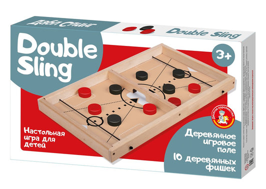 ДК.Настольная игра "Double Sling" (Дабл Слинг) (красные, зеленые фишки) (дерево) арт.02972