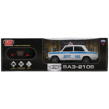 Технопарк. Машина р/у "ВАЗ-2106 Полиция" 18 см, свет, бел, кор. арт.VAZ2106-18L-POL-WH