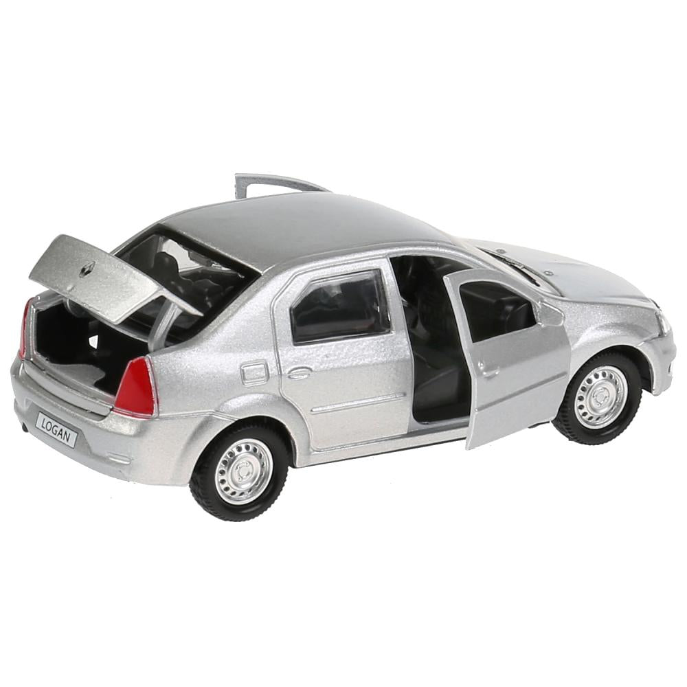 Machine en métal "RENAULT LOGAN"12 cm, ouverte. двери, инерц, серебристый, в кор. Parc technologique dans le cor.2*36шт