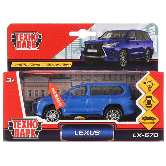 Machine en métal de couleur noire "LEXUS LX-570"12 cm, ouverte. двери, инерц,синий в кор. Parc technologique dans le cor.2*36шт