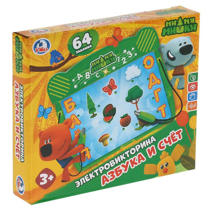 Викторина МИМИМИШКИ азбука и счет 64 задания на бат., со светом ТМ "Умка" в русс. кор. в кор.120шт