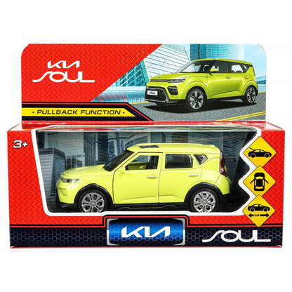Машина металл KIA soul длина 12 см, двери, багаж., инерц, салатовый, кор. Технопарк в кор.2*36шт