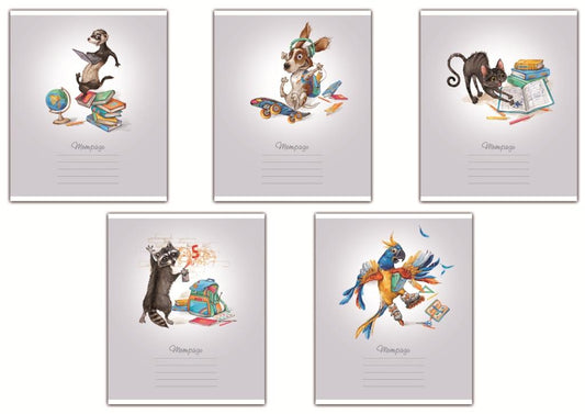 Тетрадь 24л,клетка,ОЗОРНЫЕ ЗВЕРИ,5видов,42921-25