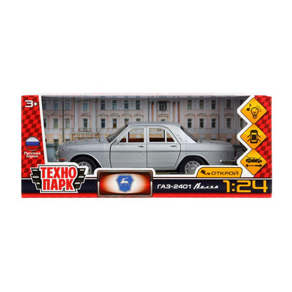 ГАЗ 2401 свет-звук 19,7 cm, дв, кап, баг, ин, серый Технопарк в кор.2*24шт