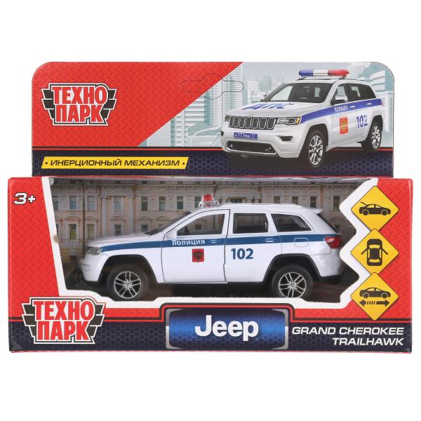 CHEROKEE-12POL-WH Machine en métal "jeep grand cherokee police" 12 cm, iner., bel en cor. Parc technologique