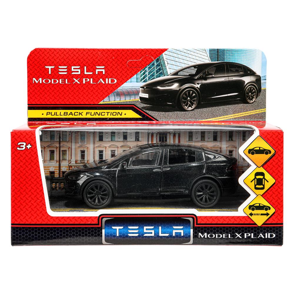 MODELX-12-BK Machine en métal tesla model x plaid 12 cm, double, noir, couleur. Parc technologique dans le cor.2*36шт