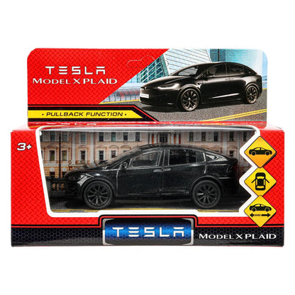 MODELX-12-BK Machine en métal tesla model x plaid 12 cm, double, noir, couleur. Parc technologique dans le cor.2*36шт