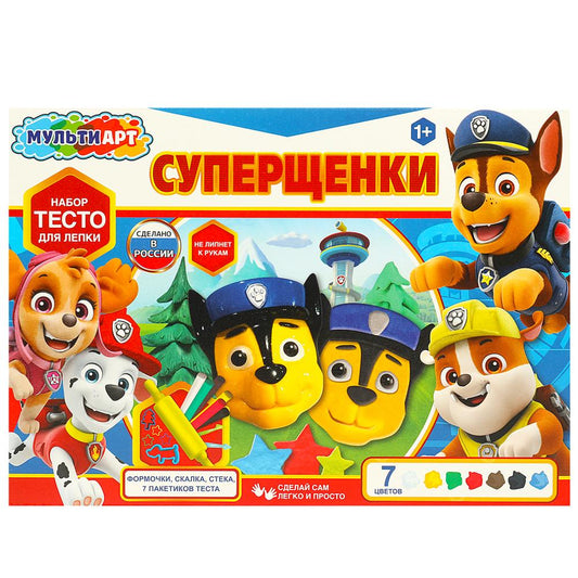 Набор с тестом для лепки и формочками супер щенки, 24 см МУЛЬТИ АРТ в кор.8шт