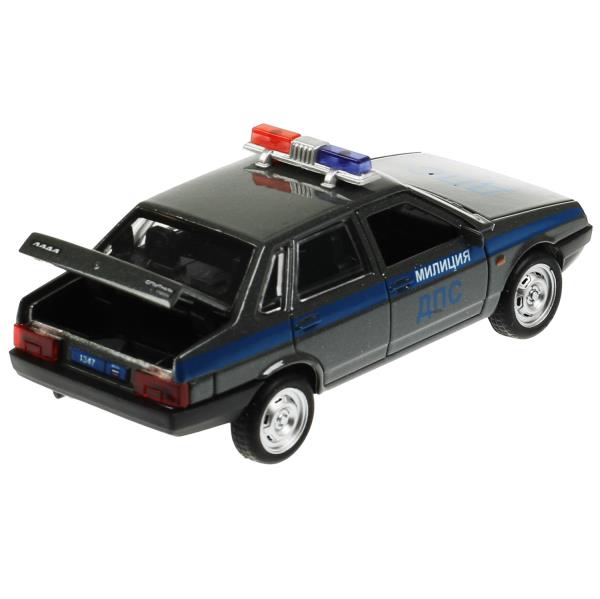 Машина металл LADA-2108/21099 МИЛИЦИЯ 12см, двер,баг,инерц, ассорт, дис. Технопарк уп-12шт в кор.6уп