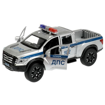 Machine en métal de couleur noire NISSAN TITAN ПОЛИЦИЯ 12,5 cm, double, sac, argent, cor. Parc technologique dans le cor.2*36шт