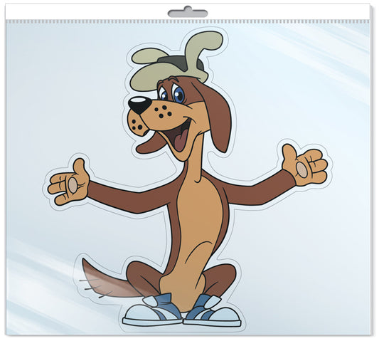 *Ф2-12392-П ПЛАКАТ ВЫРУБНОЙ А3 В ПАКЕТЕ. Пес из мультфильма Трое из Простоквашино (с блестками в индивидивидуальной упаковке с европодвесом и клеевым клапаном)