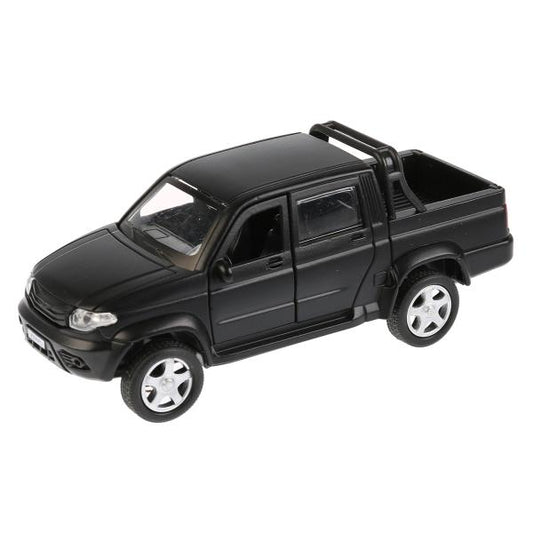 Machine en métal UAZ PICKUP МАТОВЫЙ noir, 12 cm, откр дв, багаж, инерц., кор. Parc technologique dans le cor.2*36шт