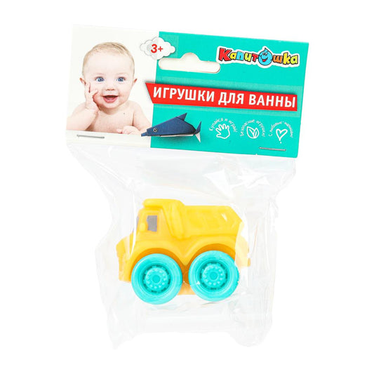 Игрушка для ванны машинка желтая в пак, КАПИТОШКА в кор.360шт