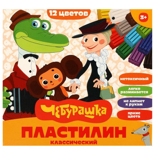 Пластилин классический Чебурашка 12 цв (180г) MultiArt в кор.16шт
