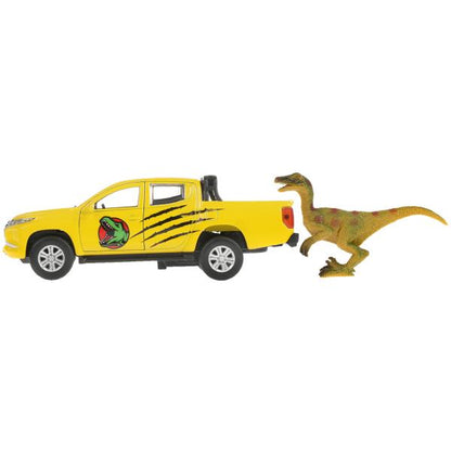 Machine en métal "МИЦУБИШИ" "mitsubishi l200 pickup dinosaures" dlin 13 см, откр дв, багаж, инерц, в кор