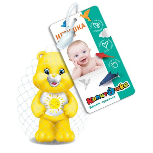 Игрушка для ванны заботливый мишка 10 см, в сетке, КАПИТОШКА в кор.240шт