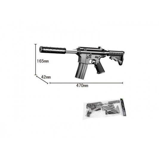 Автомат с глушителем, съемн. приклад и магазин 133 в пак. 44*19*4,5см в кор.3*24шт