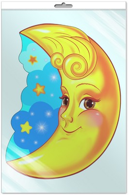 *Ф-7656-П ПЛАКАТ ВЫРУБНОЙ А3 В ПАКЕТЕ. Месяц (с блестками в индивидивидуальной упаковке с европодвесом и клеевым клапаном)