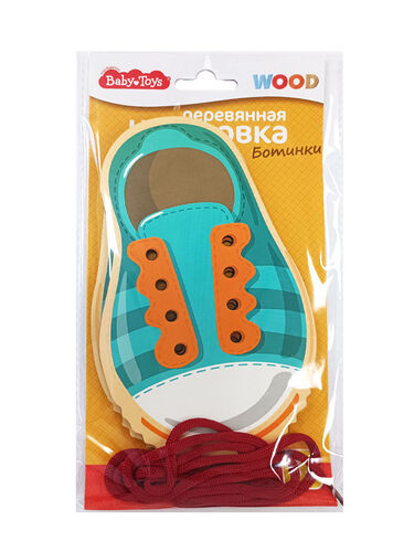 Шнуровка деревянная "Ботинки" Bébé Jouets Bois (европодвес)