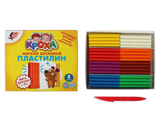 Луч. Пластилин мягкий "Кроха" (Мега) 8 цв. арт.29С 1774-08 /16*