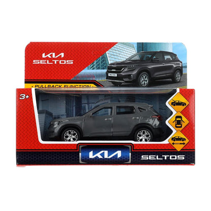 Машина металл KIA seltos длина 12 см, двери, багаж., инерц, серый, кор. Технопарк в кор.2*36шт