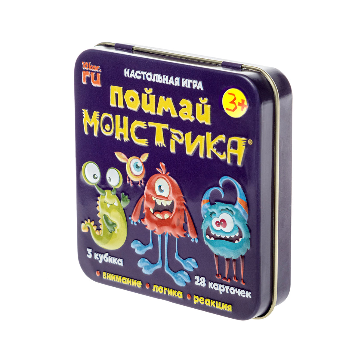 ИГРА НАСТОЛЬНАЯ "ПОЙМАЙ МОНСТРИКА" (ЖЕСТЯНАЯ КОРОБОЧКА) в кор.42шт