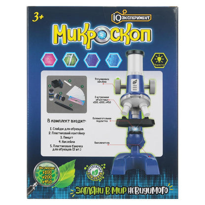 Игрушка опыты микроскоп, кор. 24*18,5*9см IQ Эксперимент в кор.2*24шт