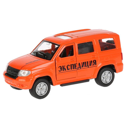 Машина металл УАЗ Patriot экспед. 12см,открыв. двери и багажник,инерц. в кор. Технопарк в кор.2*24шт