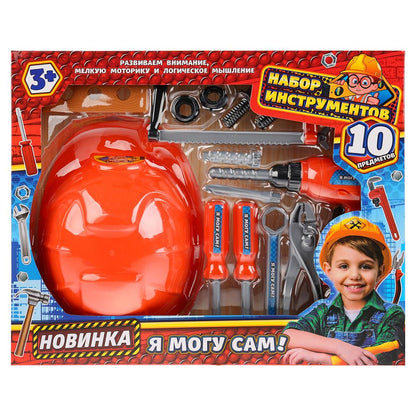 НАБОР ИНСТРУМЕНТОВ С КАСКОЙ "ИГРАЕМ ВМЕСТЕ" В РУСС. КОР. 40*32*6,3СМ dans cor.2*18шт