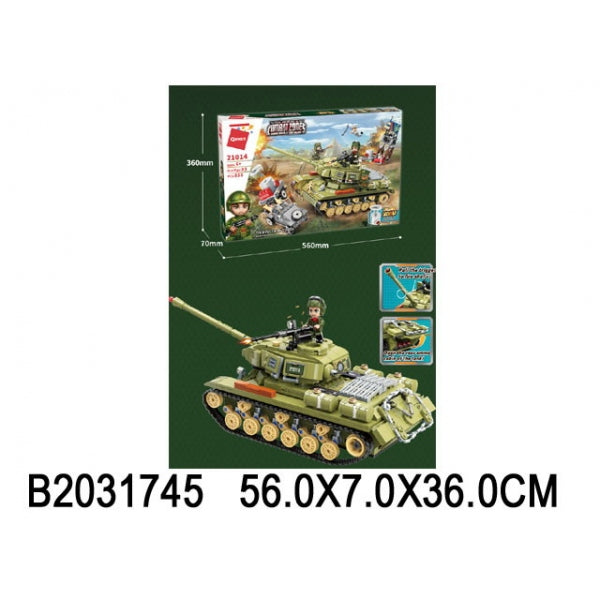 Конструктор пласт. танк с фигурками и аксесс., 858дет. в кор. в кор.6шт