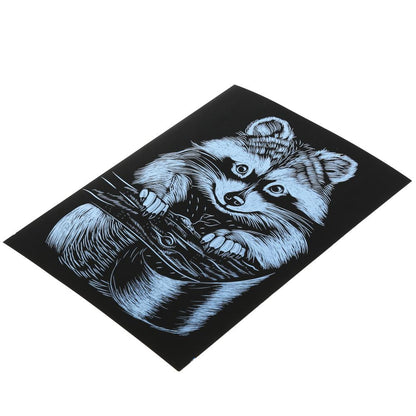 MultiArt. Gravure "Енот" 18х24 cm, art.100SCRATCHART-SILV-RACOON