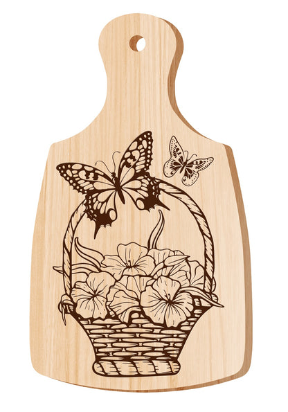 Выжигание по дереву. Разделочная доска "Корзина цветов" (130х230мм) в кор.15шт