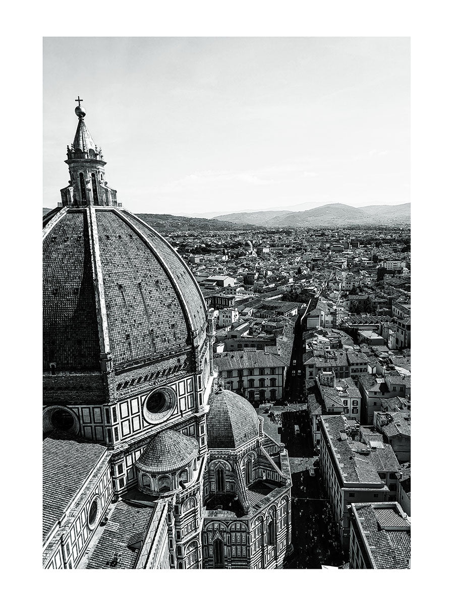 L'Italie à Cherno-Belom. Art - poster. Florence. Санта-Мария-Дель-Фьоре, купол. Format A4.