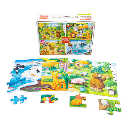 Puzzle premier puzzle 4 en 1, jouets pour bébé, "Кто где живет"