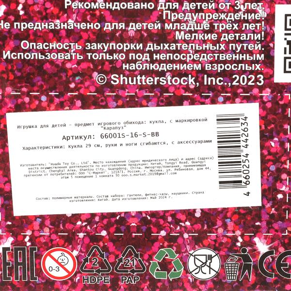 Кукла 29см София, руки и ноги сгиб., акс, кор КАРАПУЗ в кор.24шт