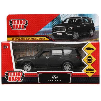 Machine en métal INFINITI QX80, d'une taille de 12,5 cm, double, sac, argent, noir, couleur. Parc technologique dans le cor.2*36шт