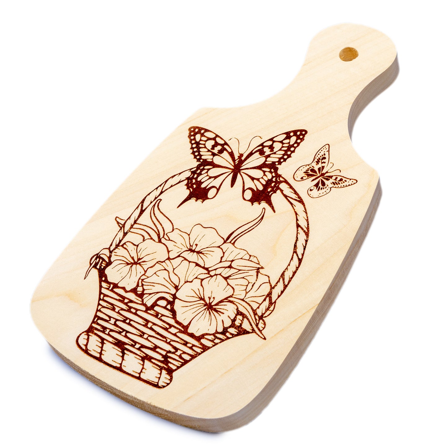 Выжигание по дереву. Разделочная доска "Корзина цветов" (130х230мм) в кор.15шт