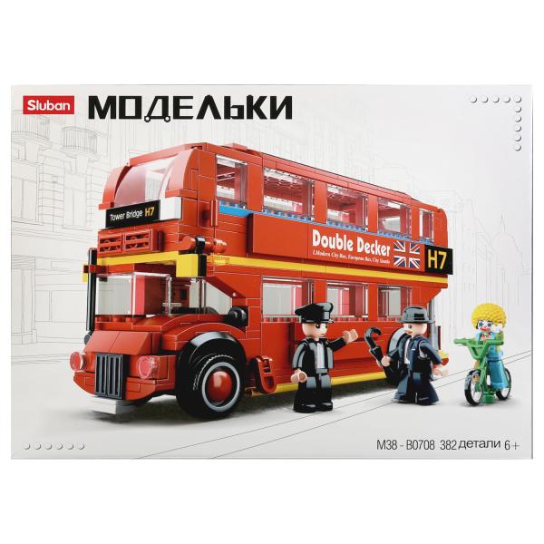 Конструктор пласт. автобус с фигурками, 382дет. в русс. кор. в кор.12шт