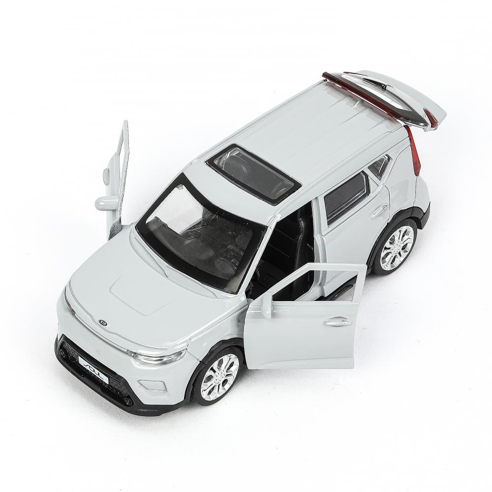 Машина металл KIA soul длина 12 см, двери, багаж., инерц, серебряный, кор. Parc technologique dans le cor.2*36шт