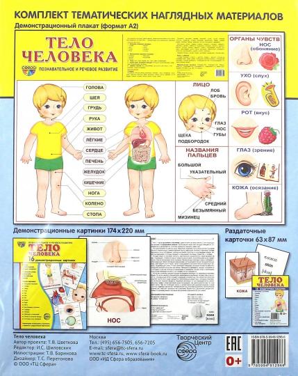 Дем. картинки СУПЕР Тело человека. 16 демонстрационных картинок с текстом на обороте (учебно-методическое пособие с комплектом демонстрационного материала 173х220 мм, познавательное и речевое развитие