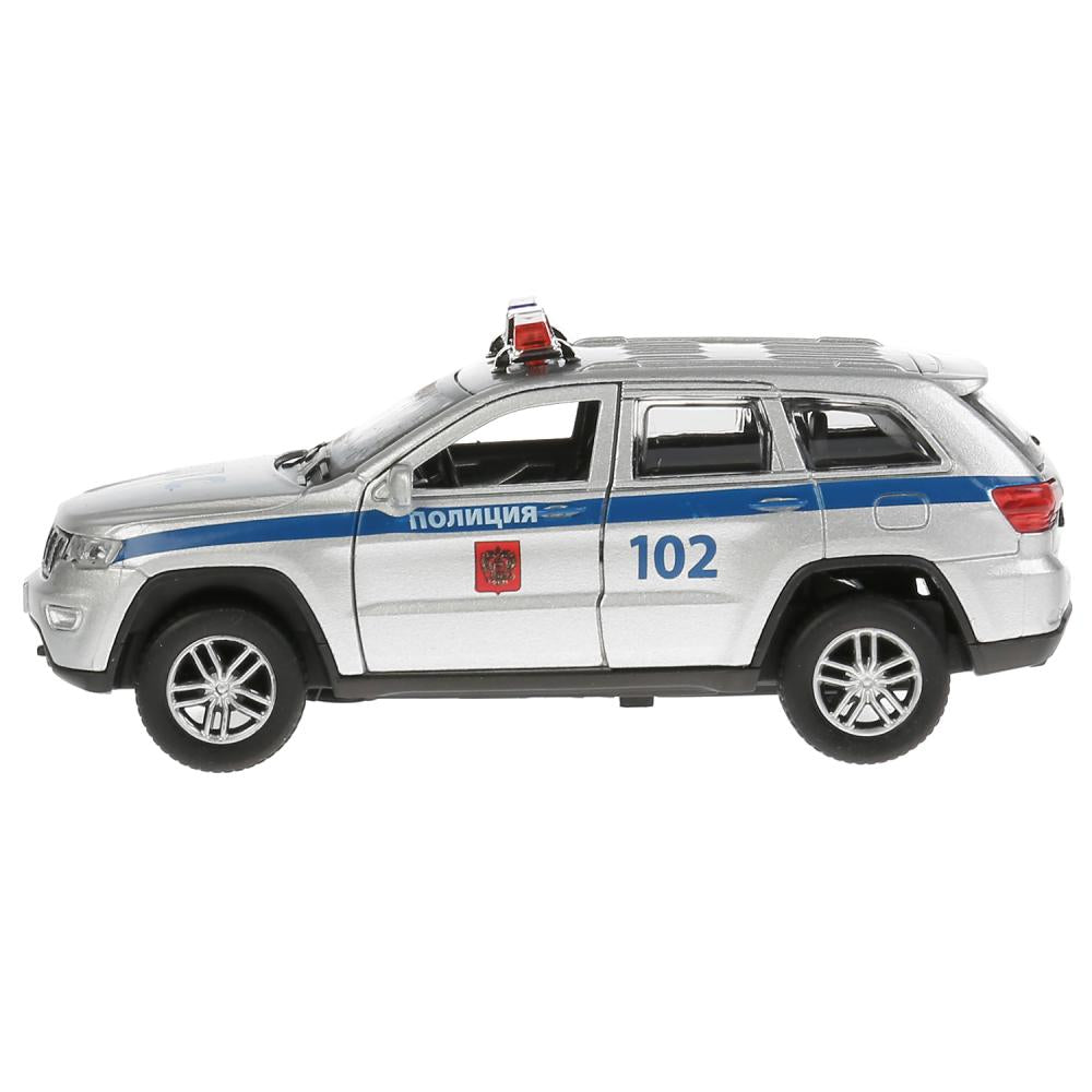 Machine en métal pour véhicule JEEP GRAND CHEROKEE ПОЛИЦИЯ 12 см, дв, баг, ин, kor. Parc technologique dans le cor.2*36шт