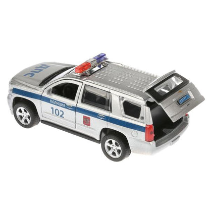 TAHOE-P 280922 Машина металл CHEVROLET TAHOE ПОЛИЦИЯ длина 12 см, двери, багаж, инерц, кор. Технопар