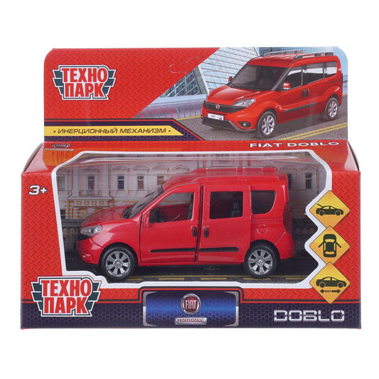 Машина металл FIAT DOBLO 12 см, двери, багаж, инерц, красный, кор. Технопарк в кор.2*36шт