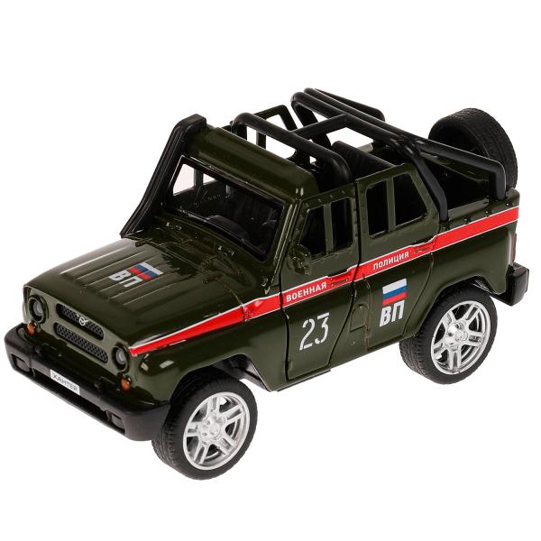 Машина металл UAZ HUNTER ВОЕННАЯ ПОЛИЦИЯ 11,5 см, двери,багаж, зеленый, кор. Технопарк в кор.2*36шт