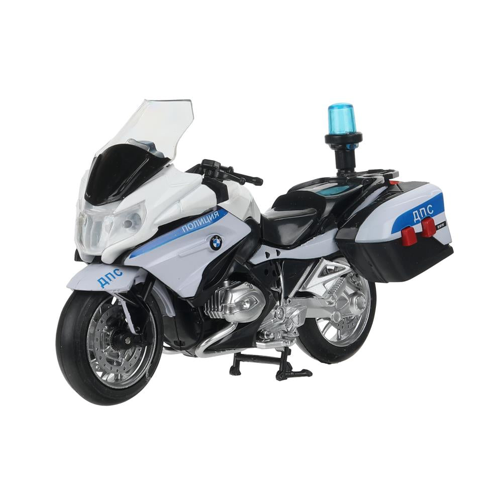 Модель металл свет-звук МОТОЦИКЛ BMW R1200 RT 13 см, подвиж дет, белый, кор. Технопарк в кор.2*24шт