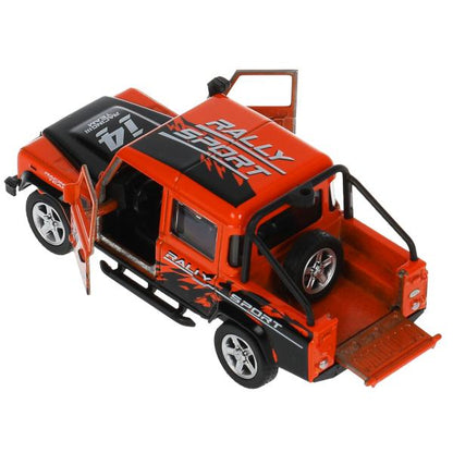 Машина металл LAND ROVER DEFENDER PICKUP САФАРИ 12 см, двери, багажн, кор. Технопарк в кор.2*36шт