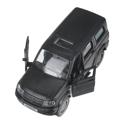 Машина пластик UAZ ПАТРИОТ 13,5 см, инерц,двери,черный,кор. Технопарк в кор.2*60шт