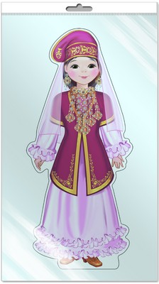*Ф-9321-П ПЛАКАТ ВЫРУБНОЙ А3 В ПАКЕТЕ. Девочка в татарском костюме (с блестками в индивидивидуальной упаковке с европодвесом и клеевым клапаном)