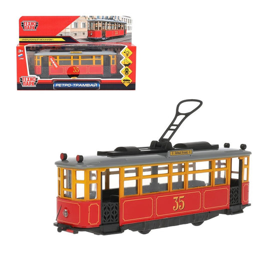 TRAMMC1-17SL-RD 306653 Модель металл свет-звук ТРАМВАЙ РЕТРО 17 см, двери, инерц, красн, в кор. Те